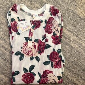 LuLaRoe MARK 3 button Long Sleeve Top - Red and White Floral